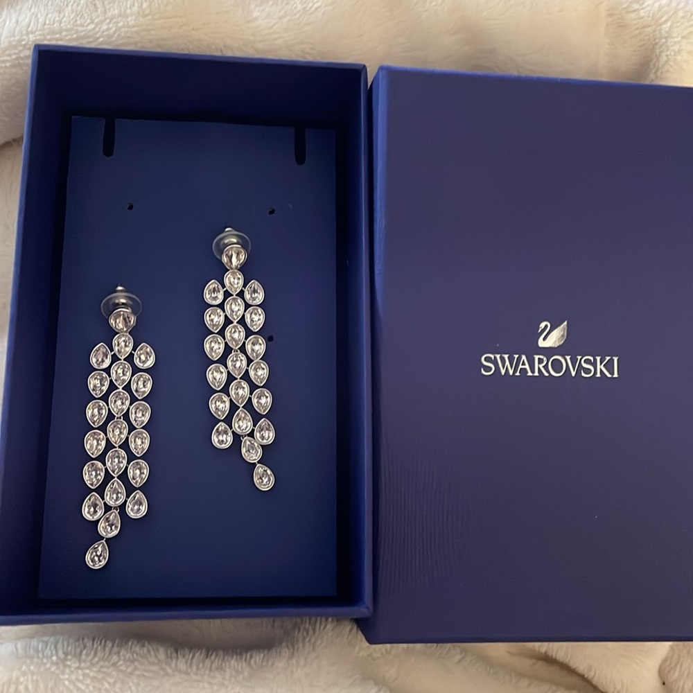 Statement Pierced Crystal Swarovski Earrings - image 2